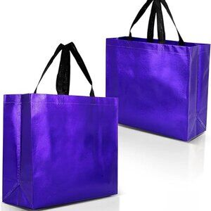 Purple Gift Bags Large Size – Set of 12 Purple Reusable Gift Bags With Handles